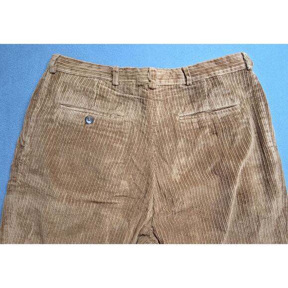 Vtg Bachrach Mens Pleated Corduroy Pants Trousers 33x29.5 Tapered Caramel Brown - Picture 6 of 10